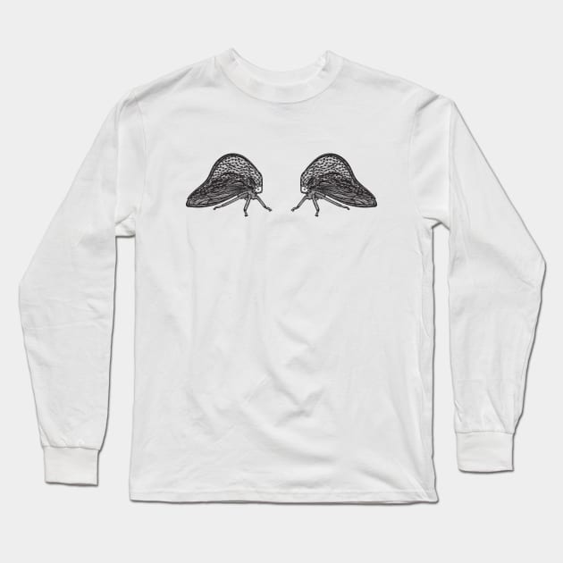 Treehoppers in Love (Archasia Palloda) - bugs on white Long Sleeve T-Shirt by Green Paladin